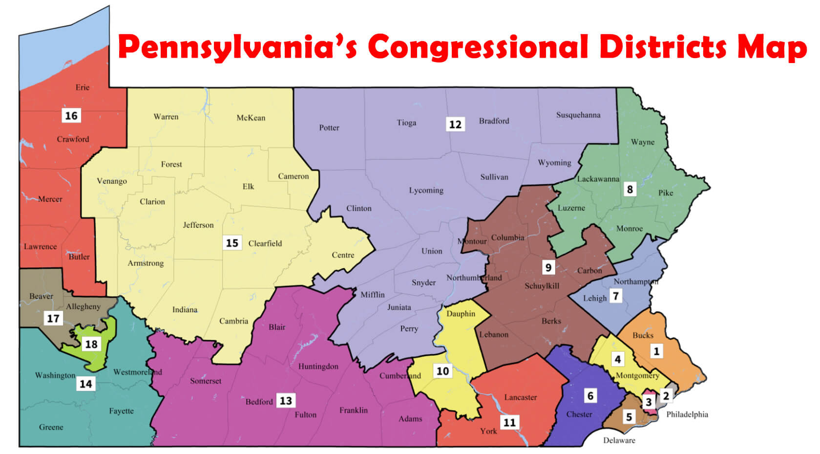 Pennsylvania Congres Les quartiers carte